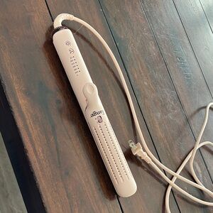 L’Ange Le Duo Flex like new used twice blush curling straightening wave iron fan